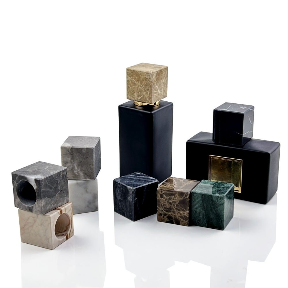 china Custom square Marble Perfume cosmetics Cap Designer and Manufacturer