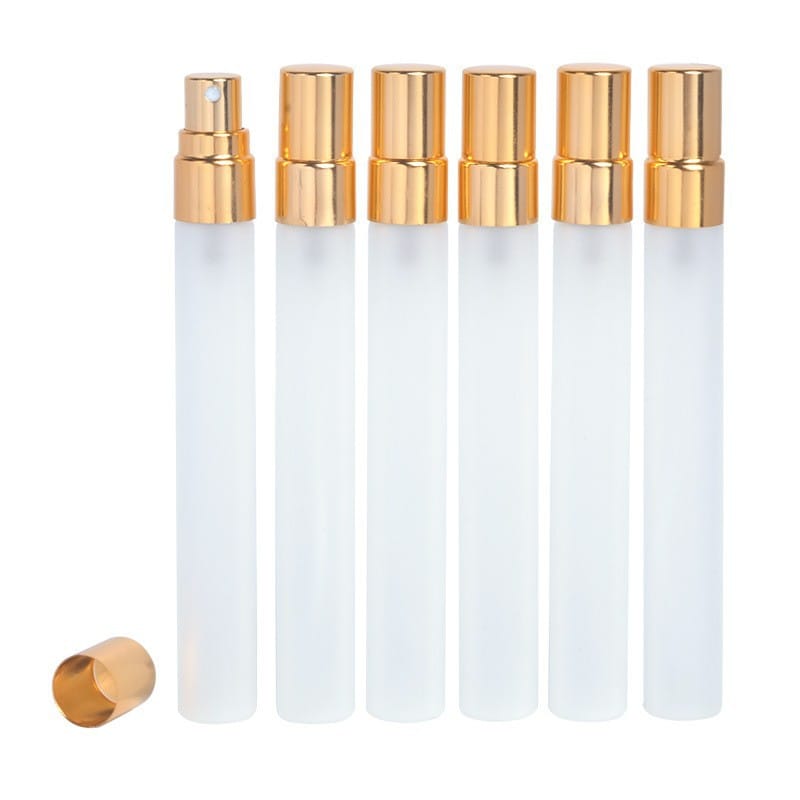 3ml 5ml 10ml 15ml 20ml white matte frosted refill tester perfume glass bottle and gold lids