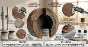 wooden lid surface defects and solition