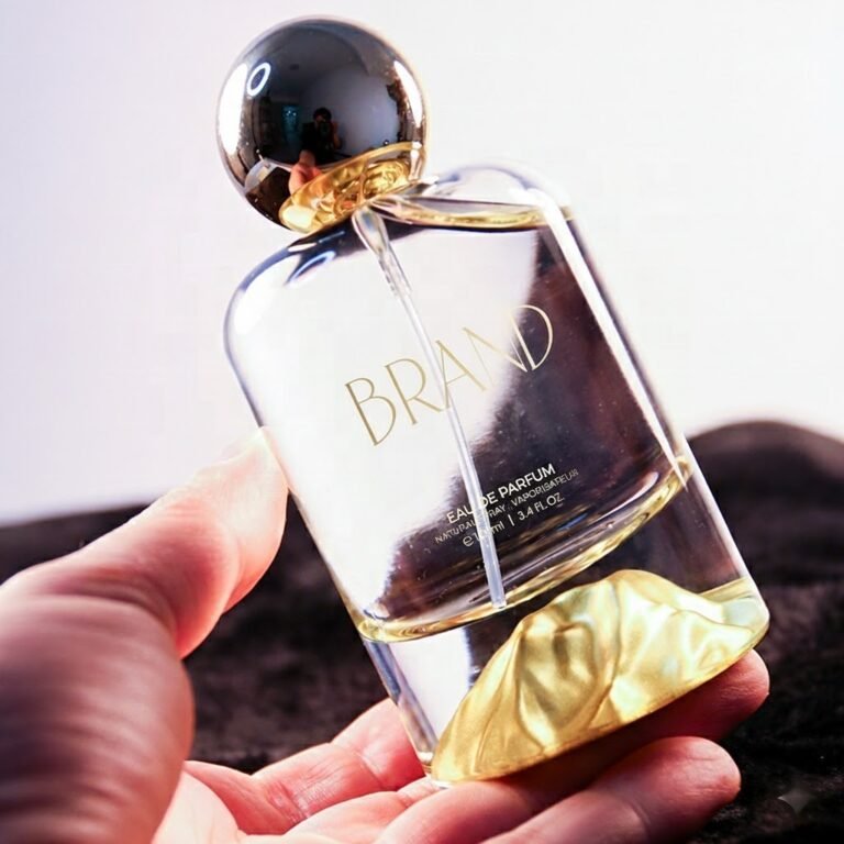 زجاجات عطور براقة ذهبية