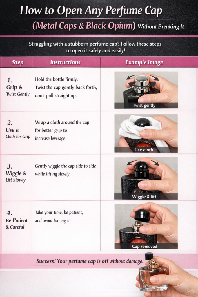 how to open any perfume cap (metal & black opium) without breaking it