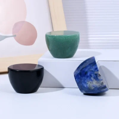 custom china ball round black green blue natural marble jade gem stone lid cap manufacturer factory