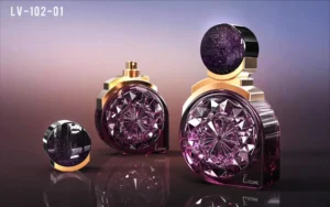 purple flat round perfume bottle and glass perfume cap lid manufacturer china (1)