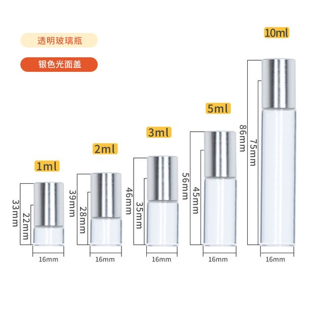 various sizes of sample fragrance vials with sliver lids