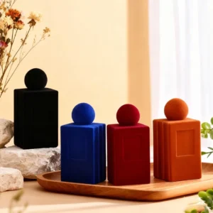 velvet textured flocked china custom luxury perfume packaging bottle makers