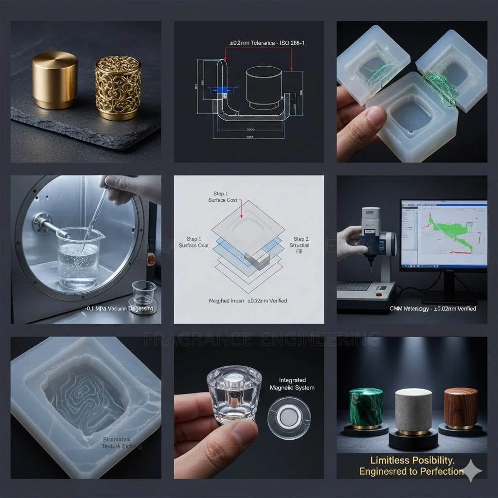 custom resin perfume caps engineering high precision luxury closures