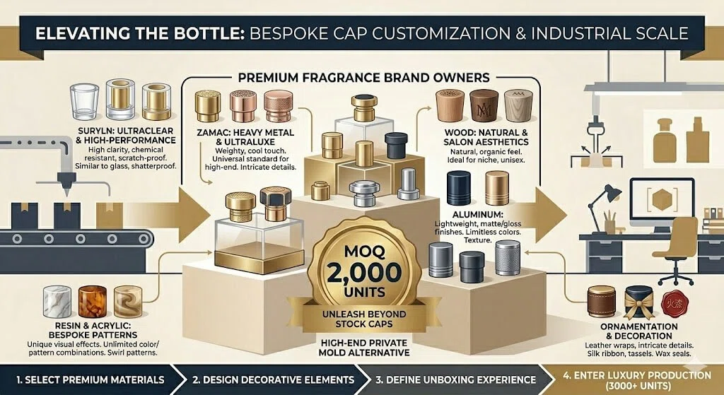 unleash beyond stock caps high end private mold alternative of surlyn zamac resin & acrylic wood aluminum pererm lid ornamentation & decoration