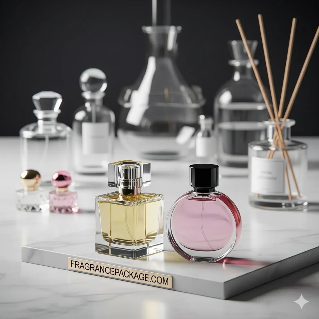 30ml 50ml crystal square round pink perfume bottle manufacturers and fragrance reed diffuser glass bottle suppliers