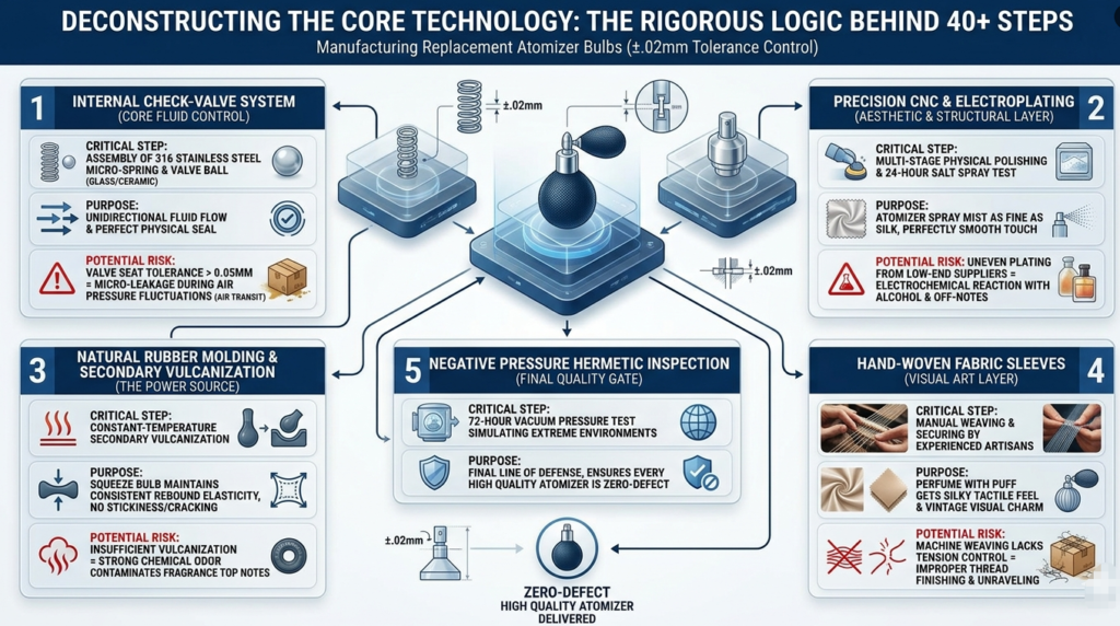The 40-Step Precision Logic of Bulb Atomizer Manufacturing for guerlain vintage hot hand natural rubber squeeze atomizer pump bulb glass perfume bottle fragrance wholesale