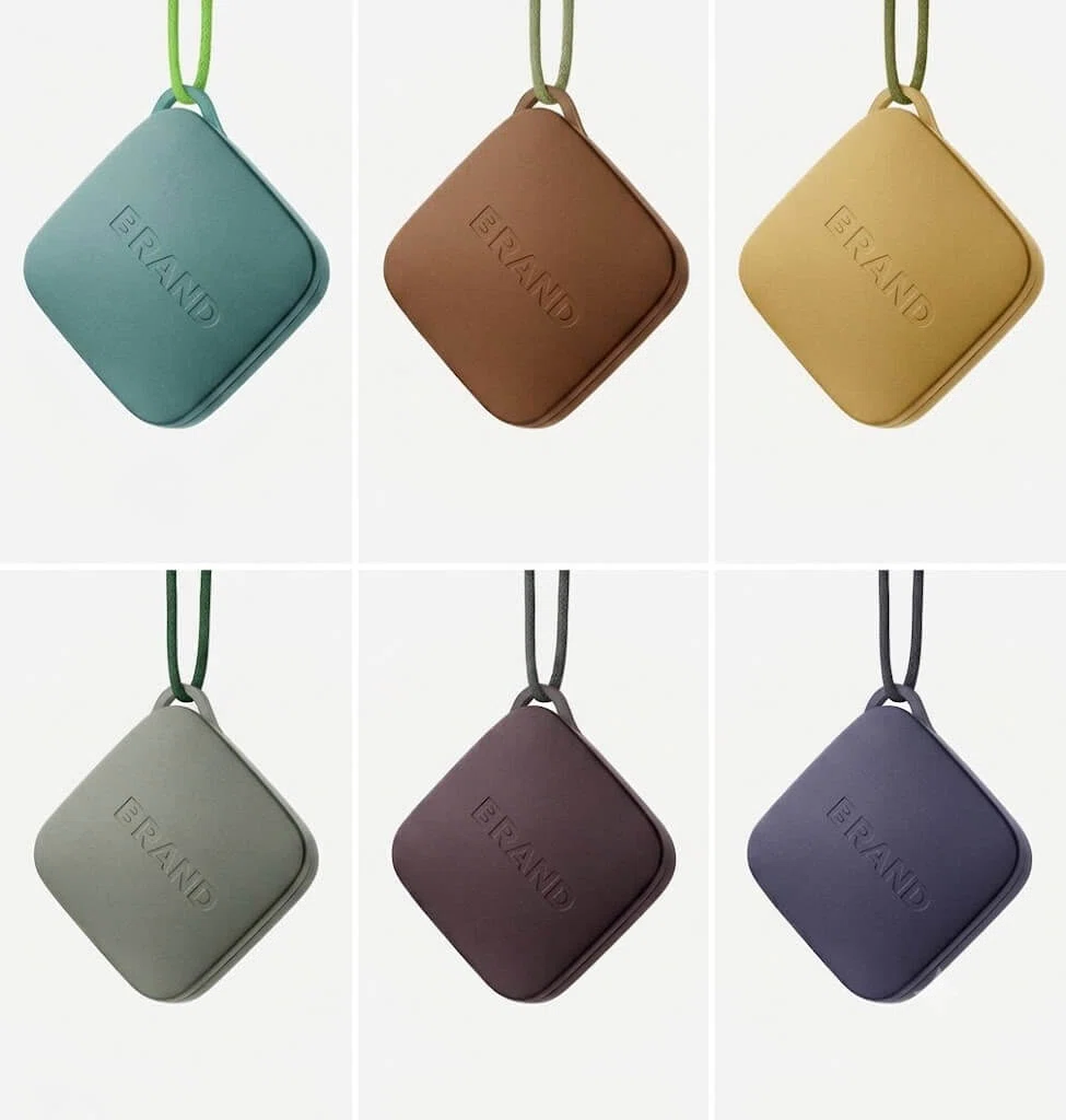 Zamac solid fragrance case with aluminum inner cup with a hook like a keychain