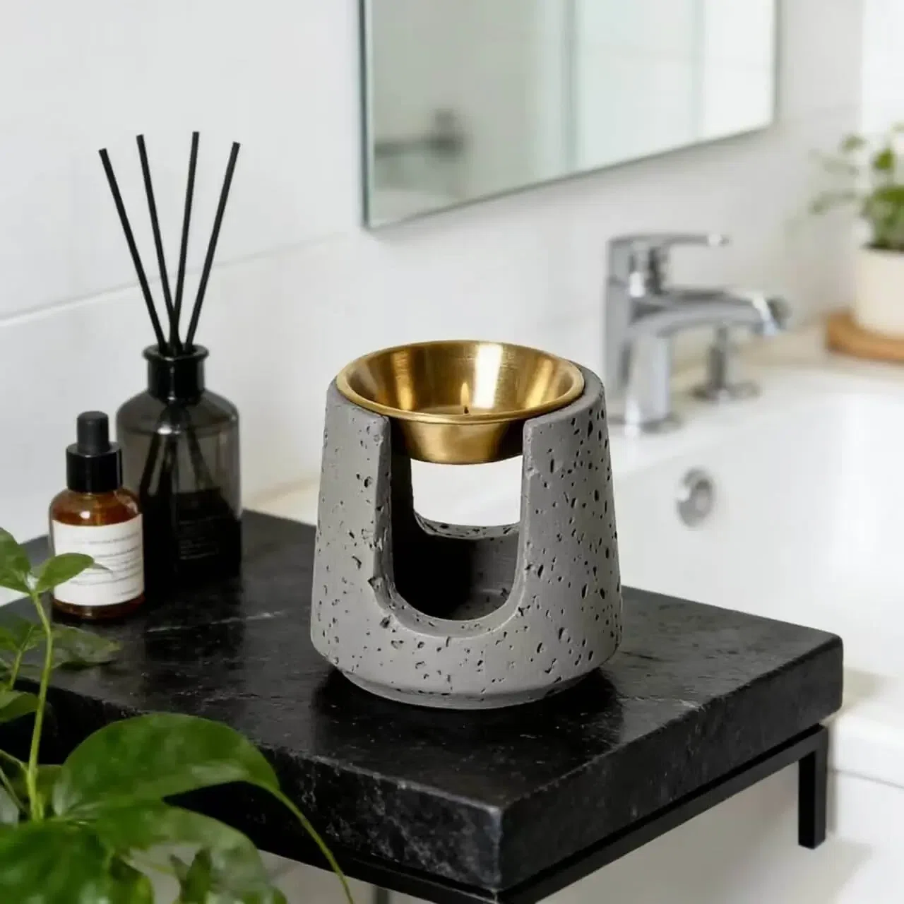 Wholesale custom design Non-Cracking Concrete Terrazzo Incense Burner Bakhoor Holder factory
