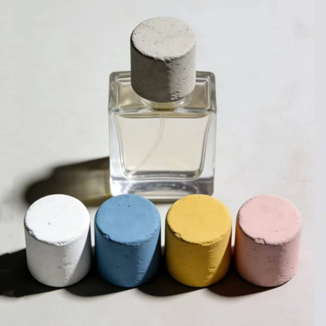 white blue yellow pink Cylindrical cement colored perfume cap