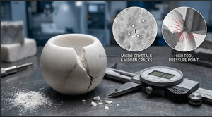 Prevent perfume stone lid cracking during machining