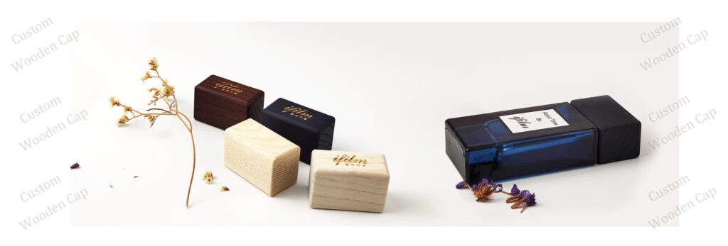 custom engraved wood perfume caps